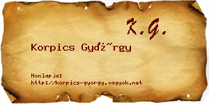 Korpics György névjegykártya